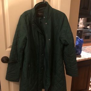 Talbots long green puffer coat
